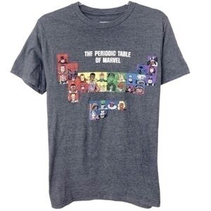 Marvel T-Shirt Unisex Small The Periodic Table Of Marvel Comics Graphic Gray
